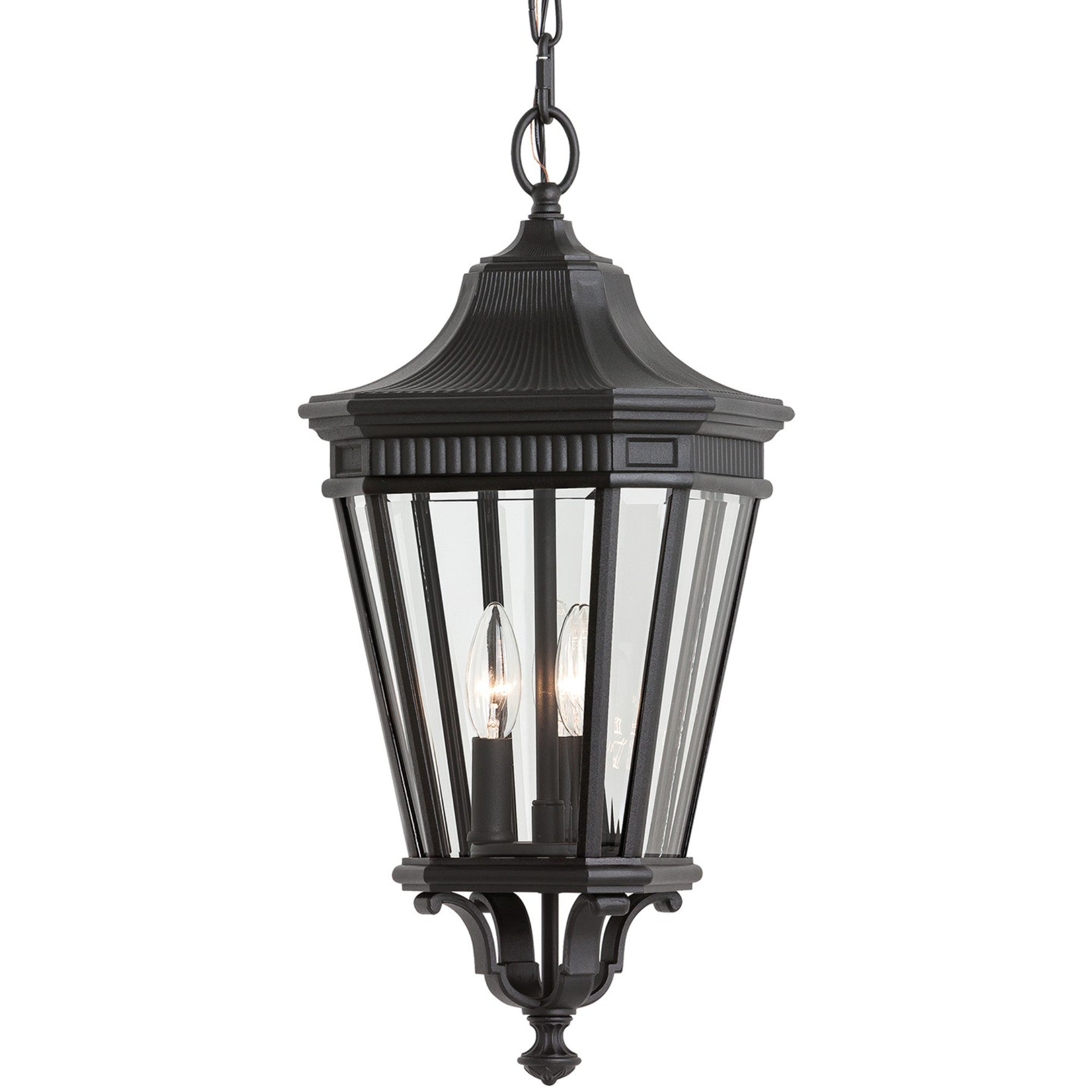 Cotswold Lane 10" 3-Light Small Pendant, Black Finish with Clear Glass - Bees Lighting