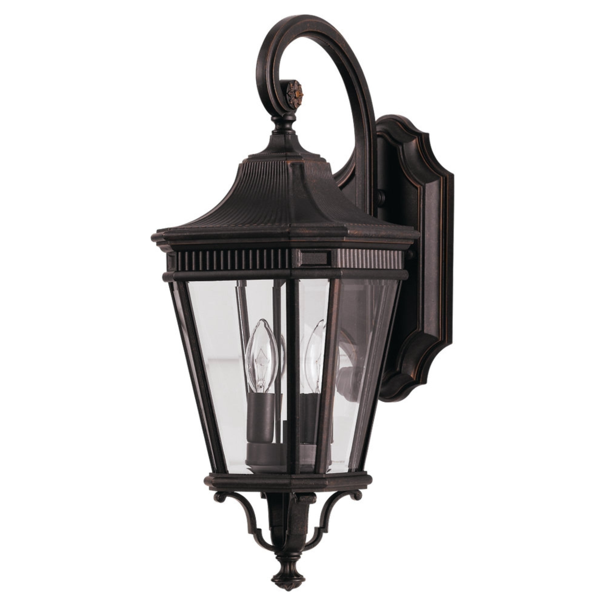 Cotswold Lane 21" 2-Light Small Lantern, Grecian Bronze Finish with Clear Glass - Bees Lighting