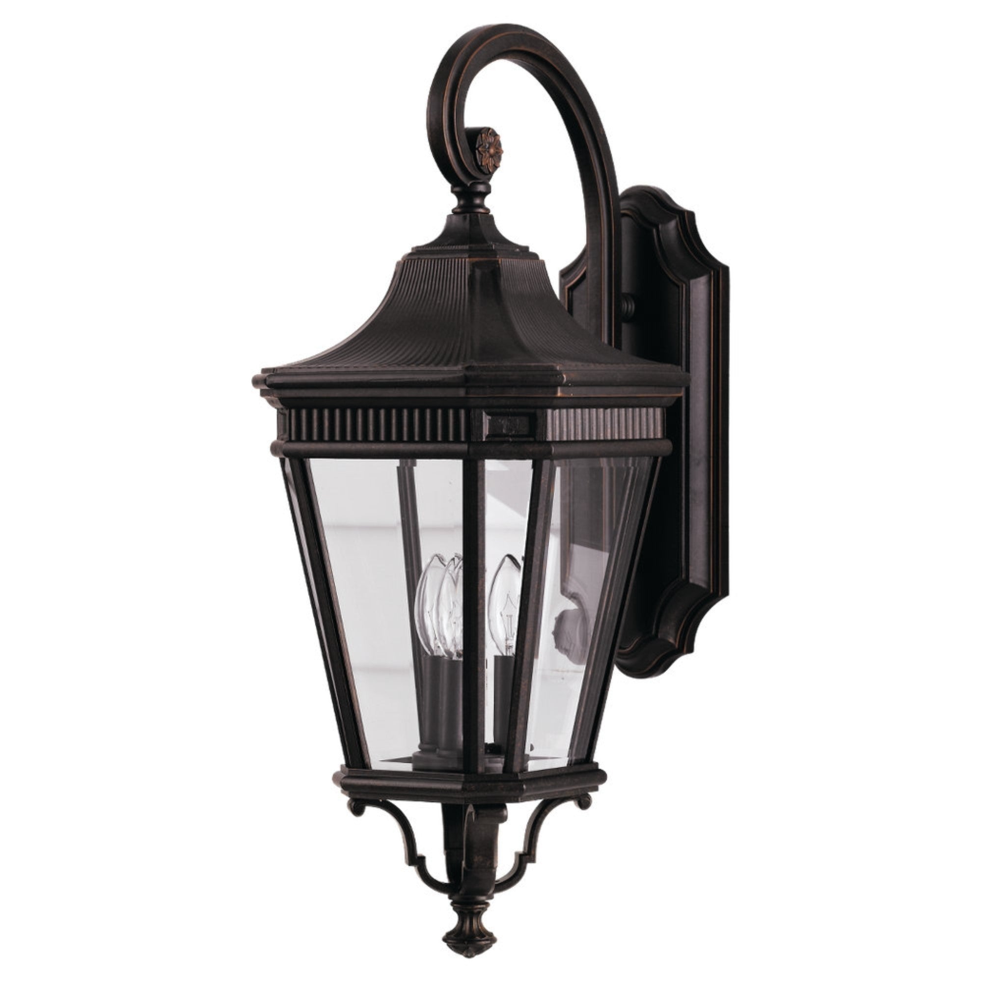 Cotswold Lane 24" 3-Light Medium Lantern, Grecian Bronze Finish with Clear Glass - Bees Lighting