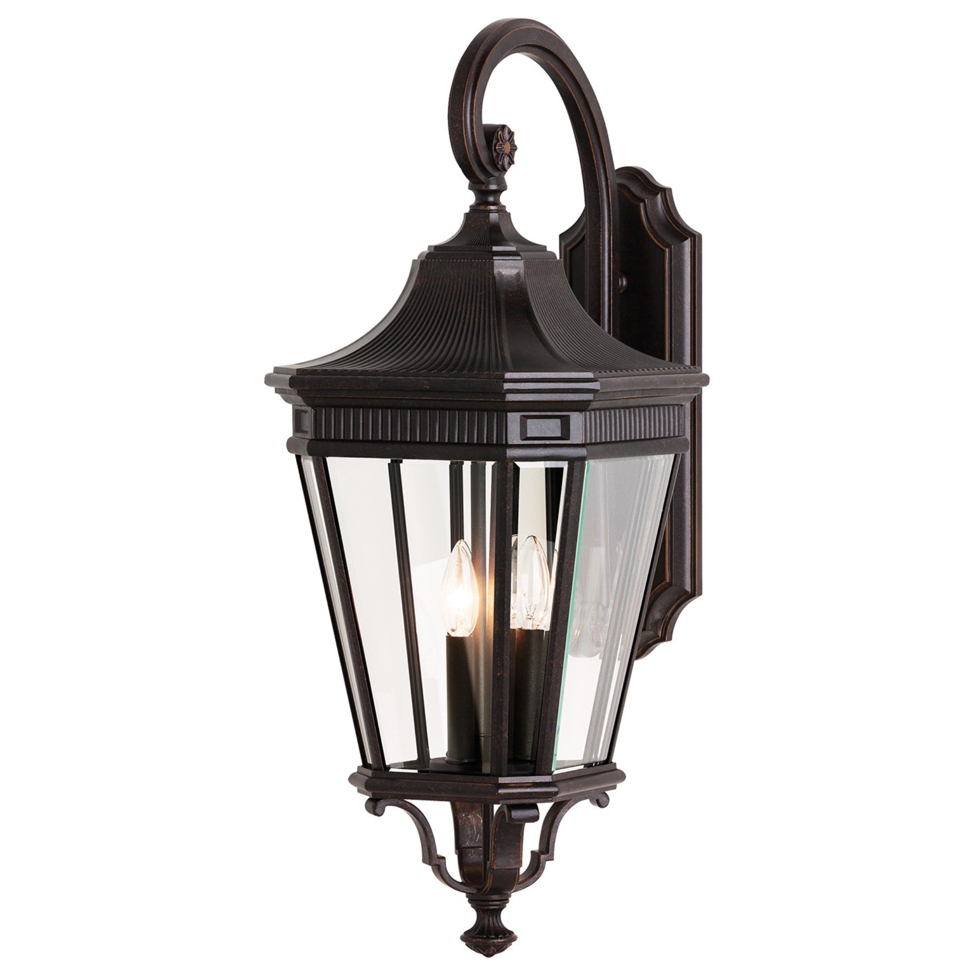 Cotswold Lane 30" 3-Light Large Lantern, Grecian Bronze Finish with Clear Glass - Bees Lighting