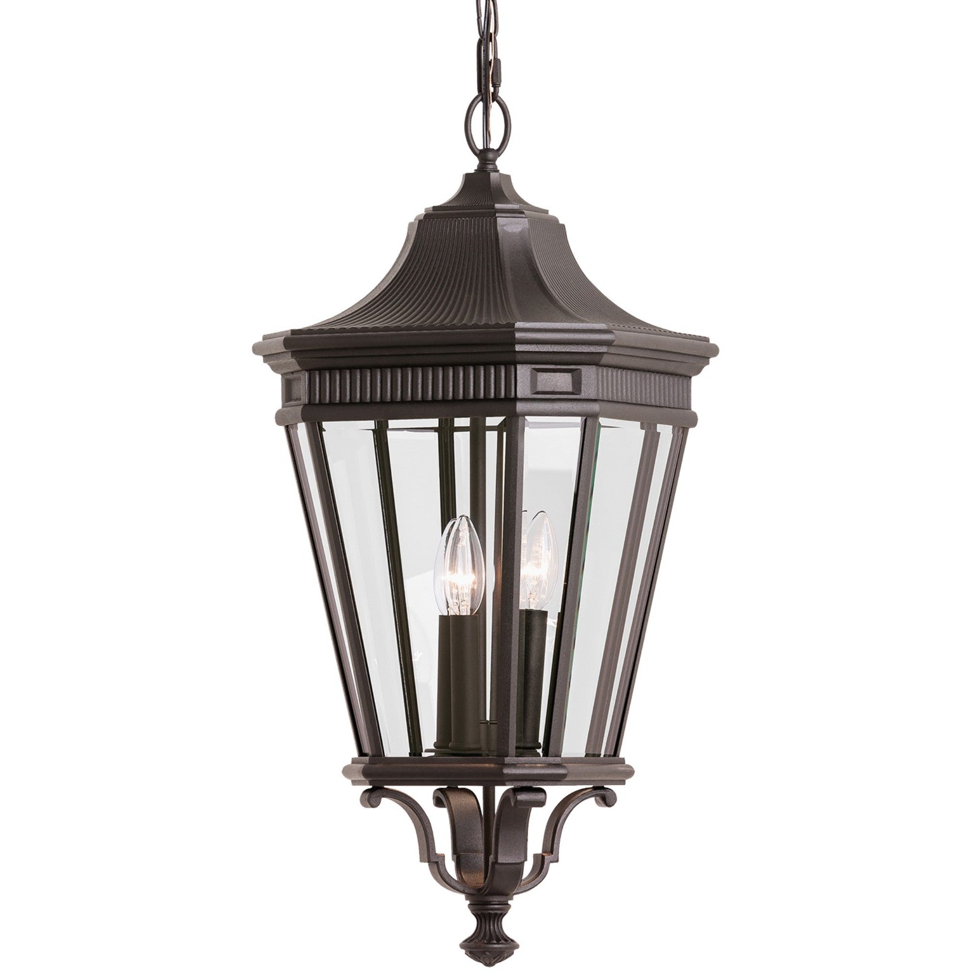 Cotswold Lane 12" 3-Light Medium Pendant, Grecian Bronze Finish with Clear Glass - Bees Lighting