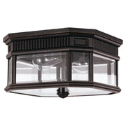 Cotswold Lane 12" 2-Light Flush Mount, Grecian Bronze Finish with Clear Glass - Bees Lighting