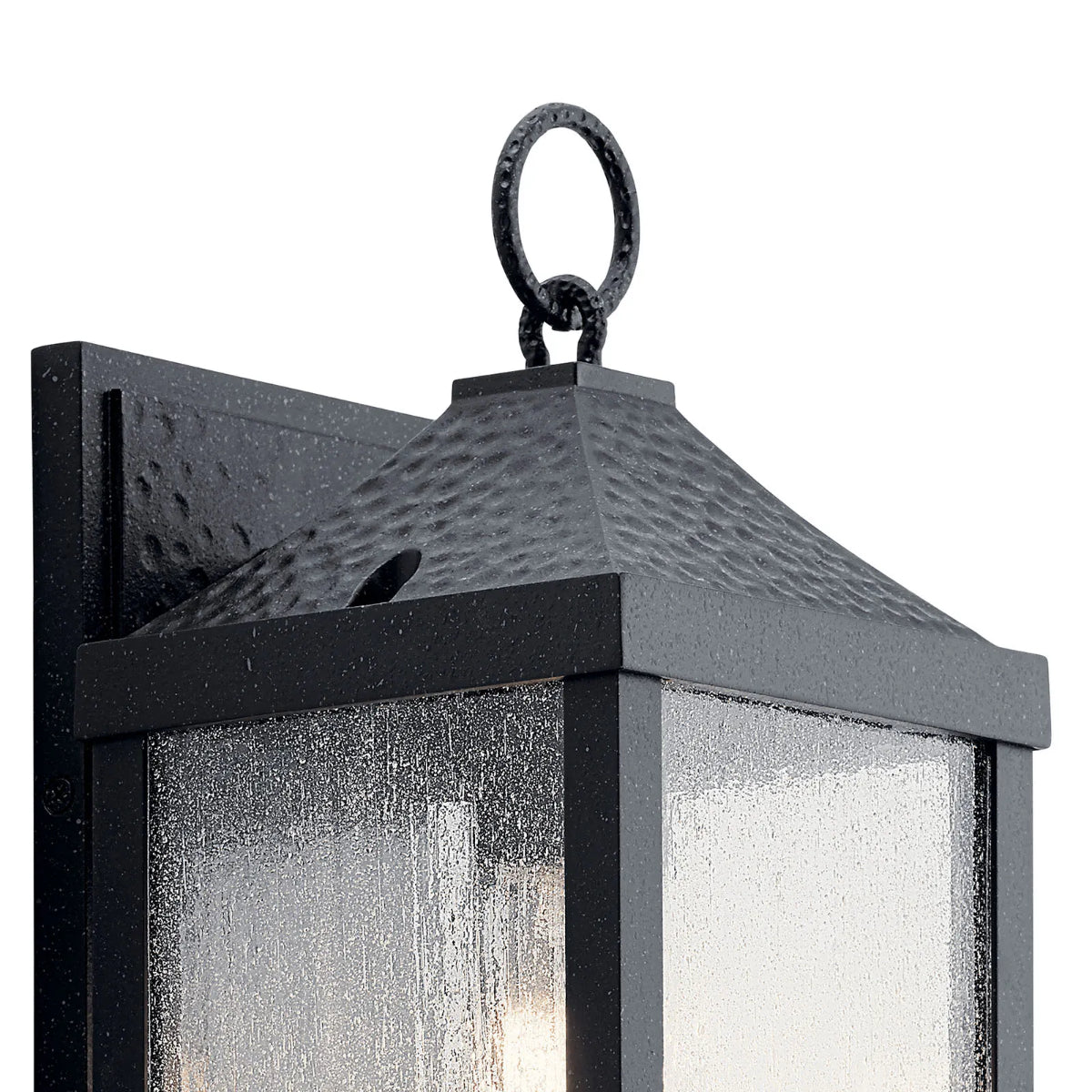 Springfield 14" 1-Light Outdoor Wall Light With Clear Seeded Glass, Black Finish - Bees Lighting