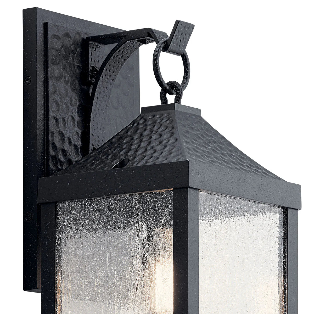 Springfield 18" 1-Light Outdoor Wall Light With Clear Seeded Glass, Black Finish - Bees Lighting