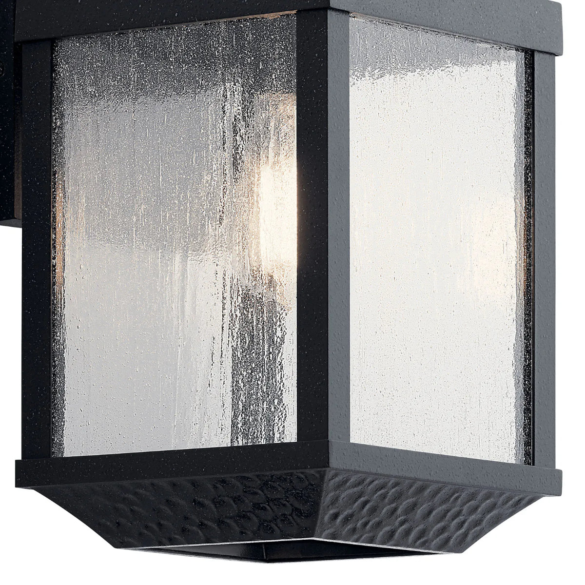 Springfield 18" 1-Light Outdoor Wall Light With Clear Seeded Glass, Black Finish - Bees Lighting