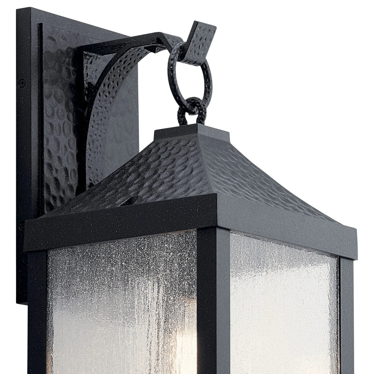 Springfield 21" 1-Light Outdoor Wall Light With Clear Seeded Glass, Black Finish - Bees Lighting
