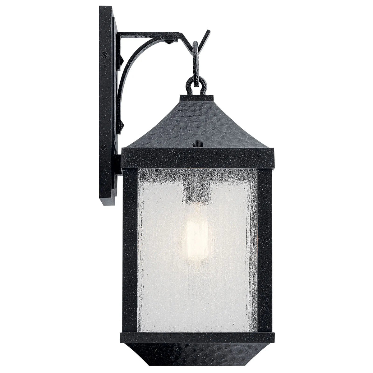 Springfield 21" 1-Light Outdoor Wall Light With Clear Seeded Glass, Black Finish - Bees Lighting