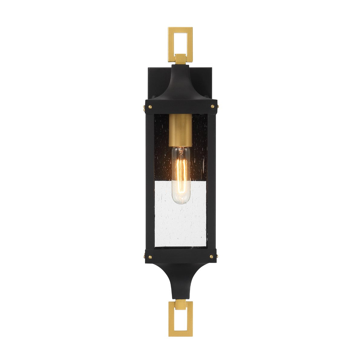 Glendale 21 in. Outdoor Wall Lantern Matte Black and Weathered Brushed Brass Finish - Bees Lighting