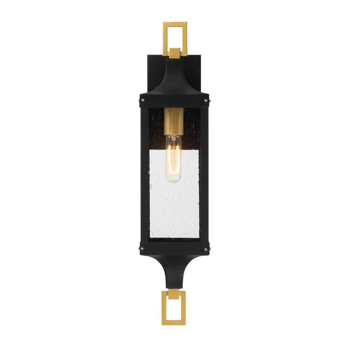 Glendale 25 in. Outdoor Wall Lantern Matte Black and Weathered Brushed Brass Finish