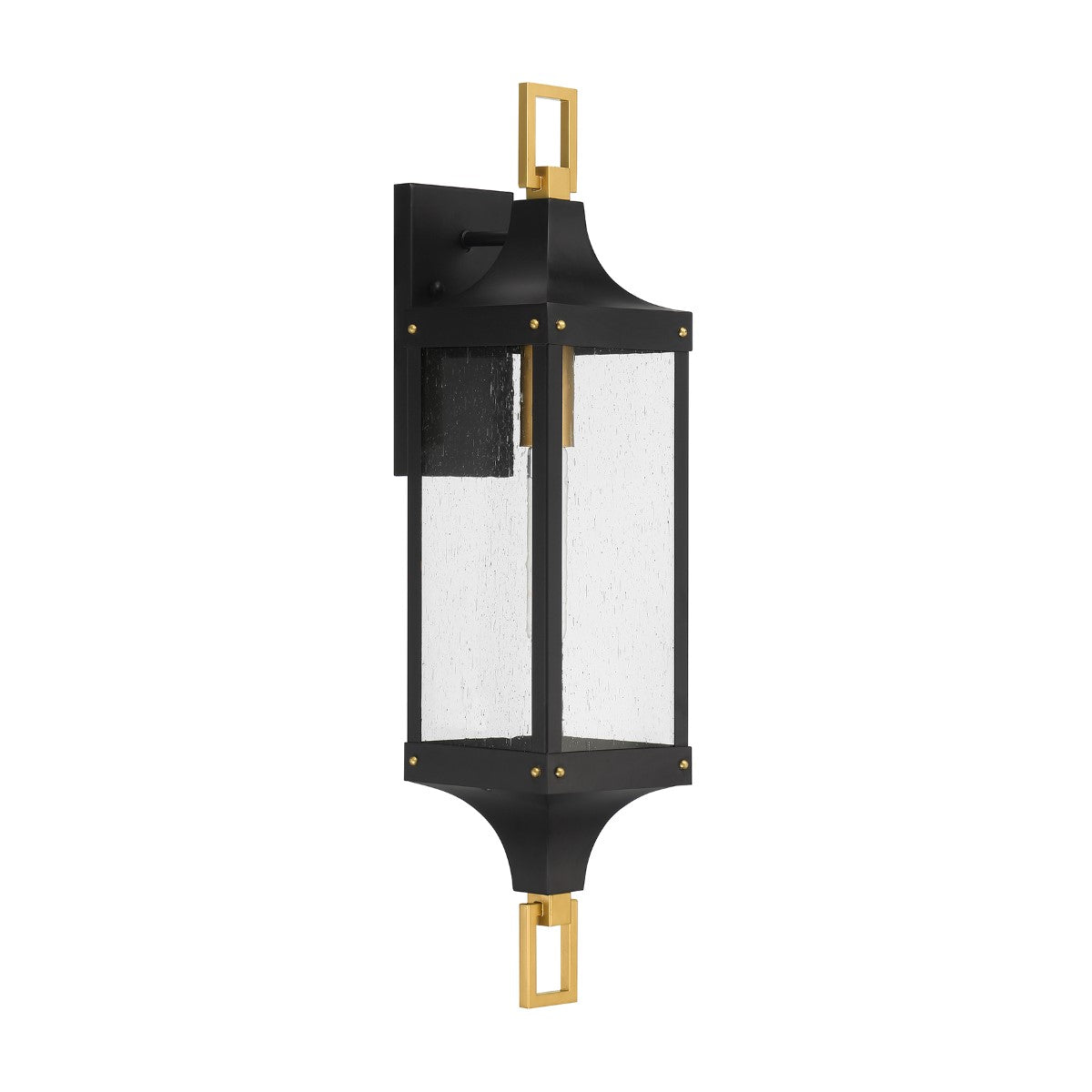 Glendale 28 in. Outdoor Wall Lantern Matte Black and Weathered Brushed Brass Finish