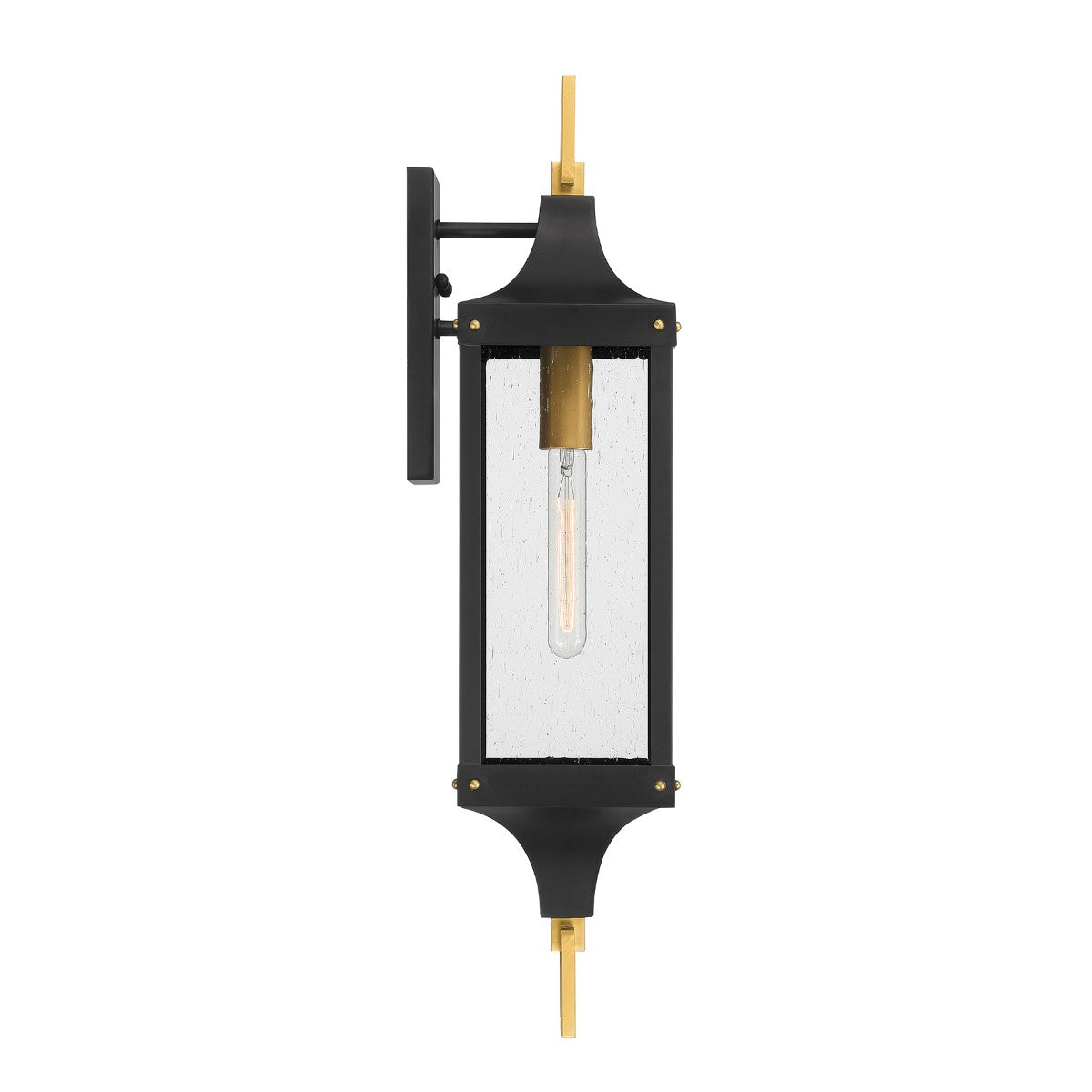 Glendale 28 in. Outdoor Wall Lantern Matte Black and Weathered Brushed Brass Finish