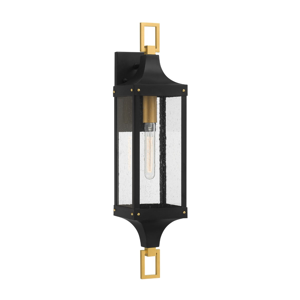 Glendale 28 in. Outdoor Wall Lantern Matte Black and Weathered Brushed Brass Finish - Bees Lighting