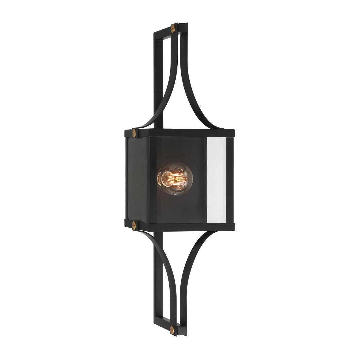 Raeburn 28 in. Outdoor Wall Lantern Matte Black and Weathered Brushed Brass Finish - Bees Lighting