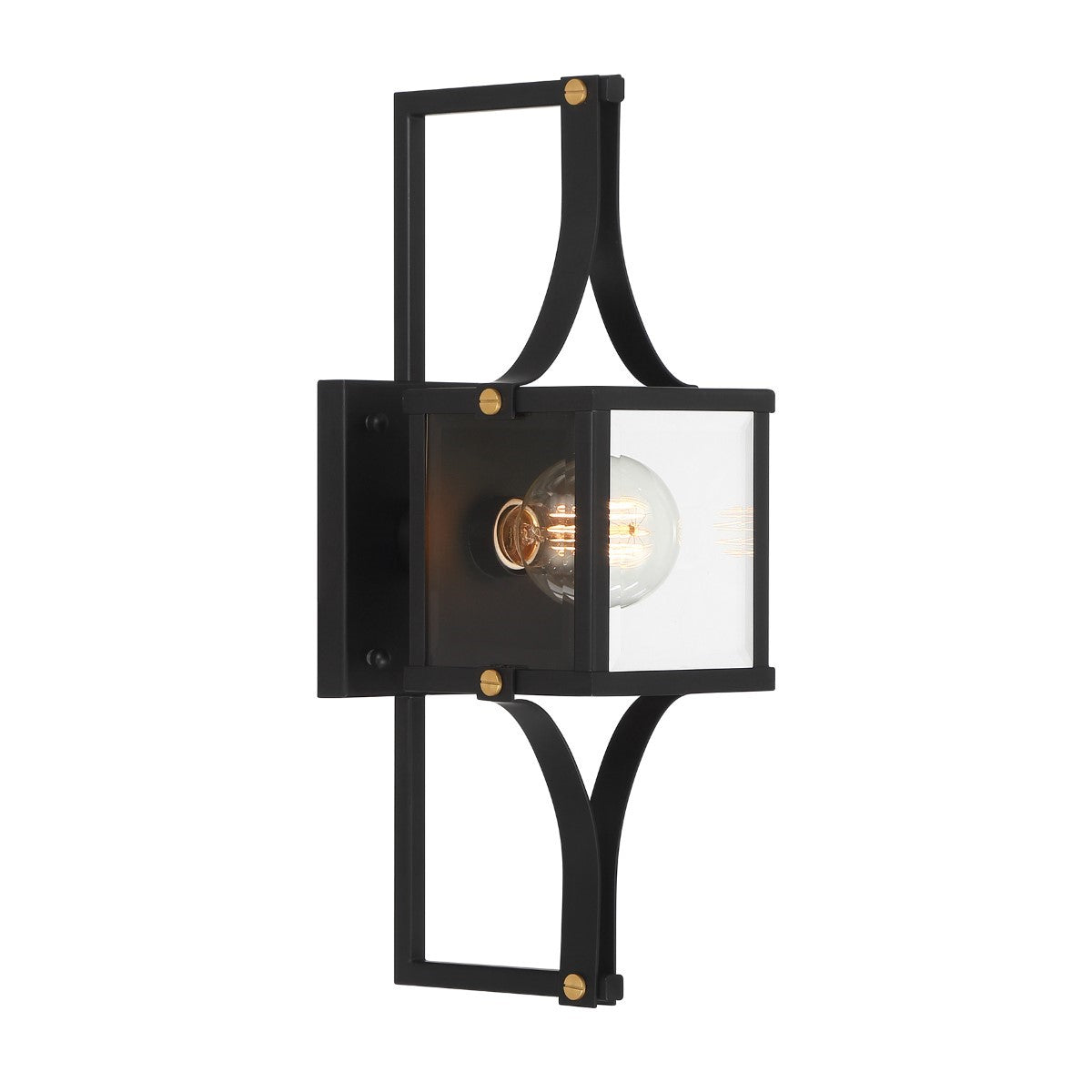 Raeburn 18 in. Outdoor Wall Lantern Matte Black and Weathered Brushed Brass Finish - Bees Lighting