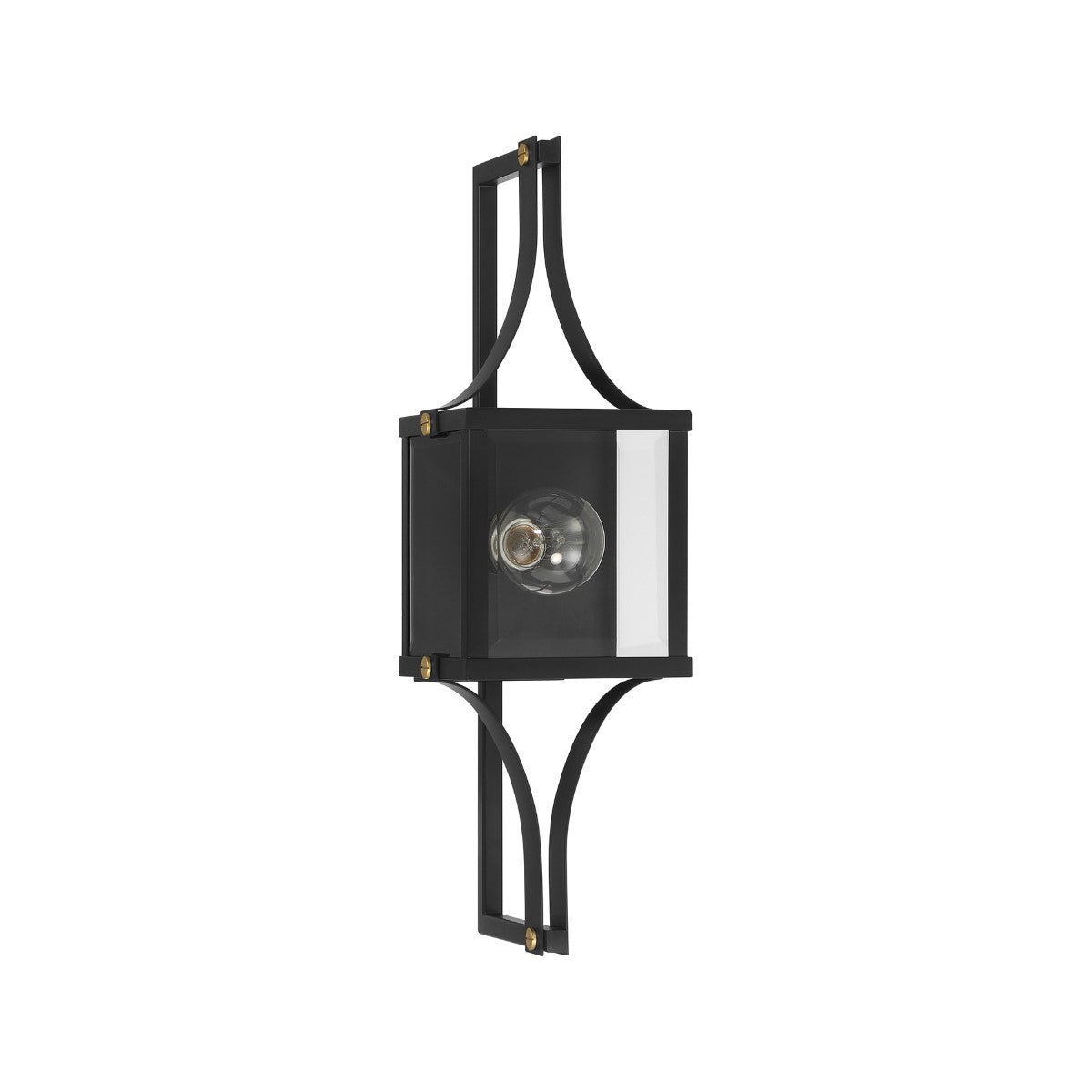 Raeburn 23 in. Outdoor Wall Lantern Matte Black and Weathered Brushed Brass Finish