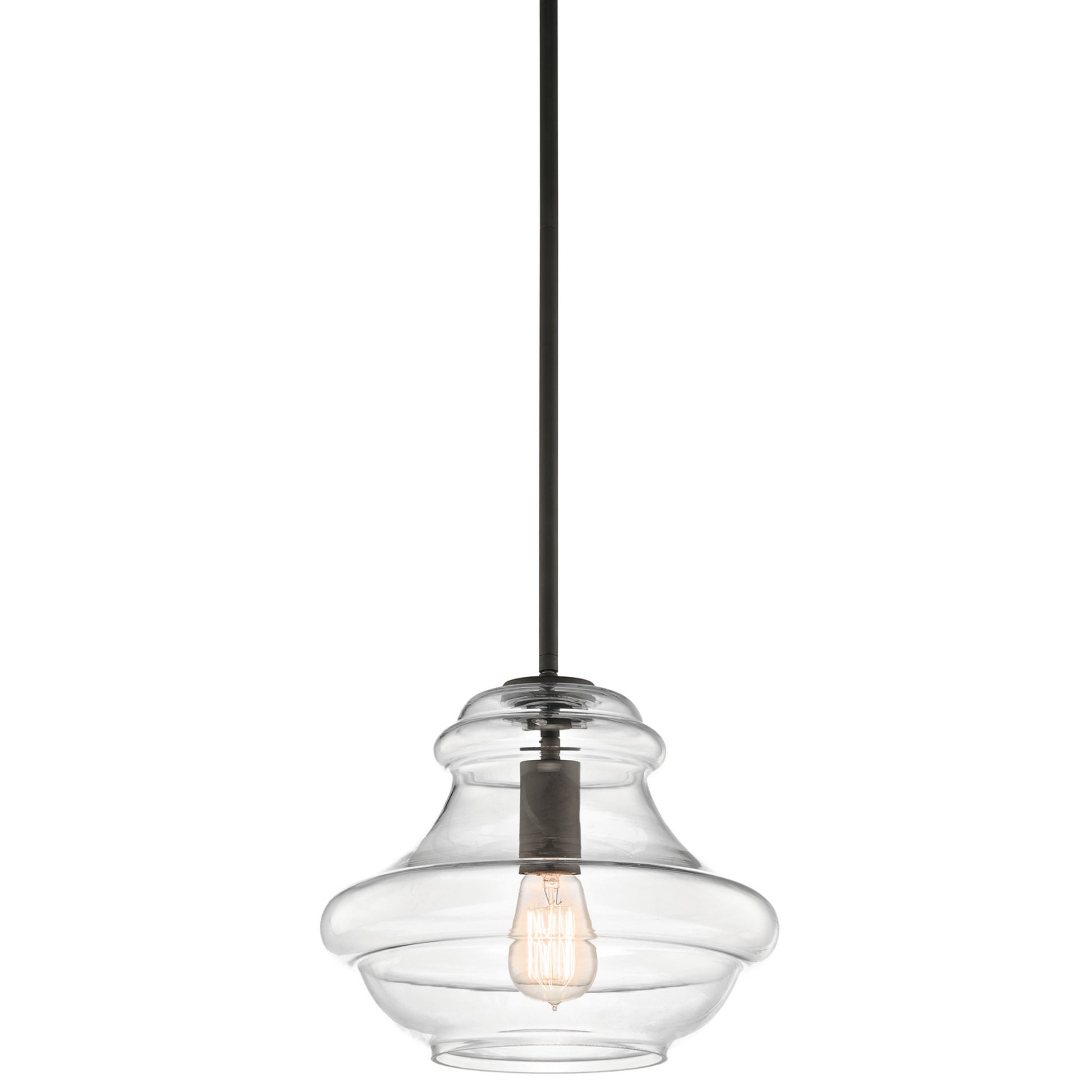 Everly 12" Pendant, Olde Bronze Finish, Clear Glass - Bees Lighting