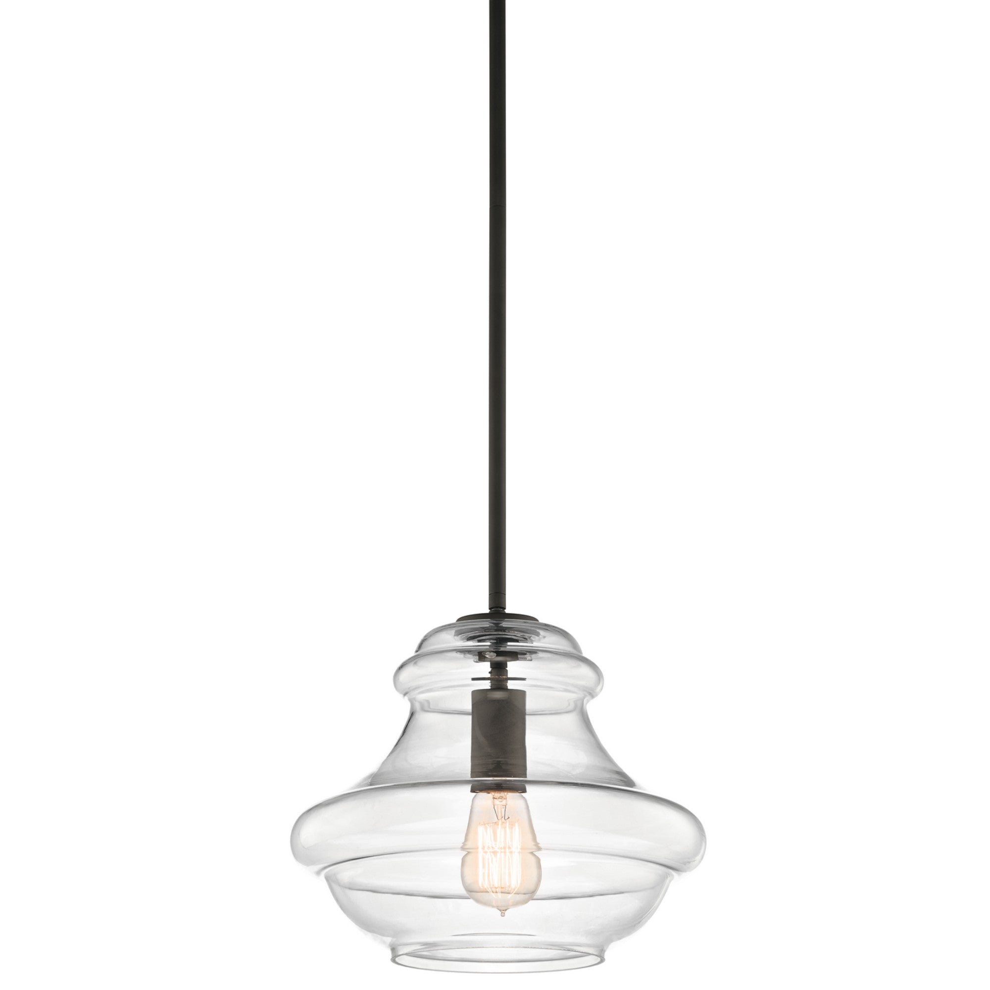 Everly 12" Pendant, Olde Bronze Finish, Clear Glass - Bees Lighting