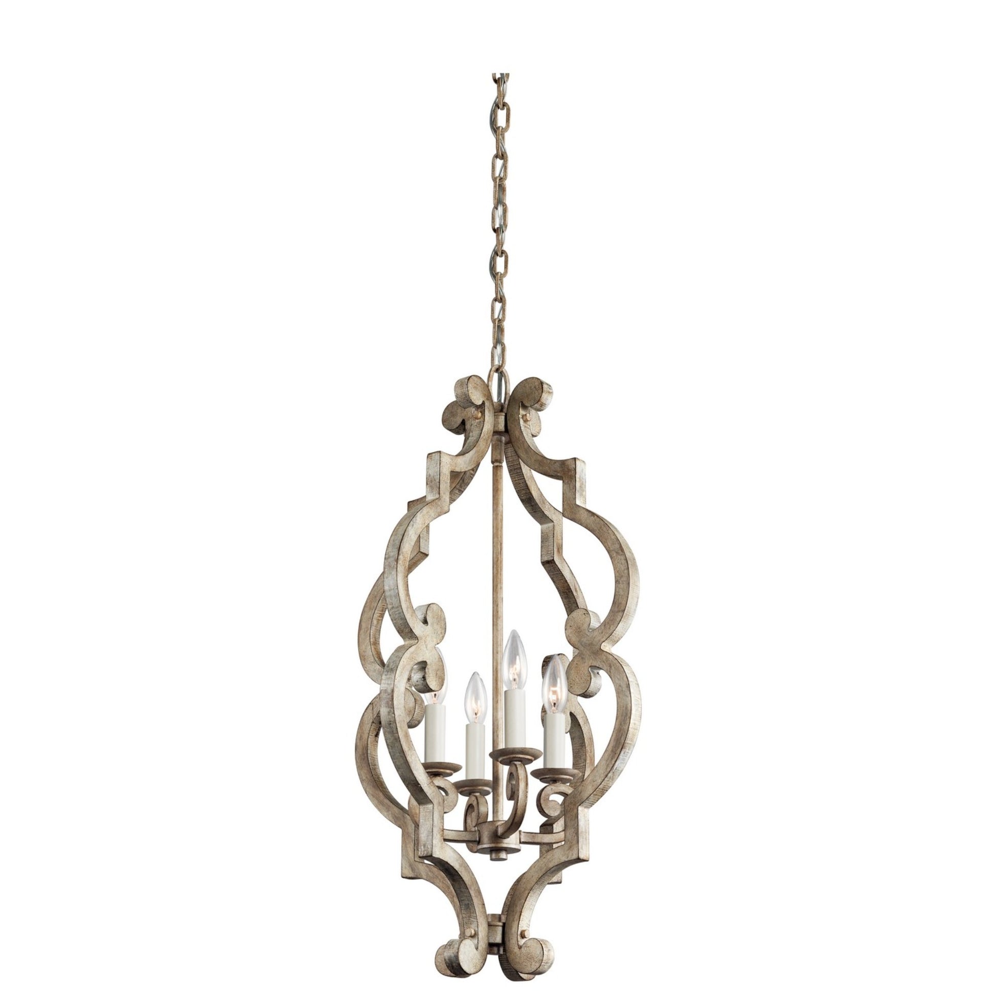 Hayman Bay 16" 4-Light Pendant, Distressed Antique White Finish - Bees Lighting