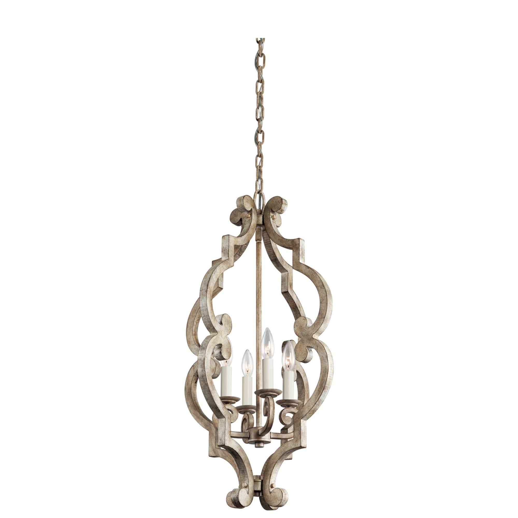 Hayman Bay 16" 4-Light Pendant, Distressed Antique White Finish - Bees Lighting