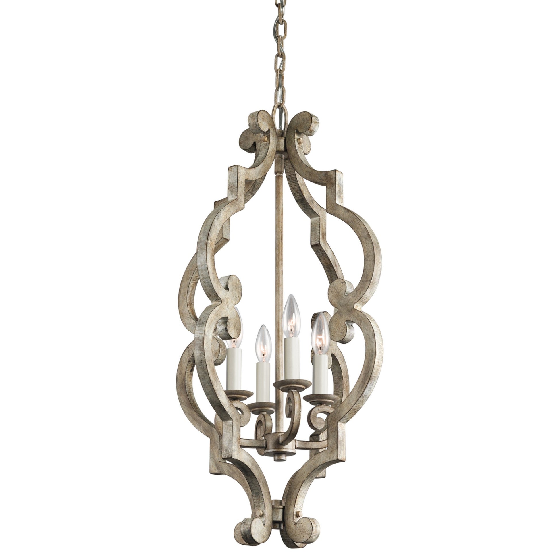 Hayman Bay 16" 4-Light Pendant, Distressed Antique White Finish - Bees Lighting