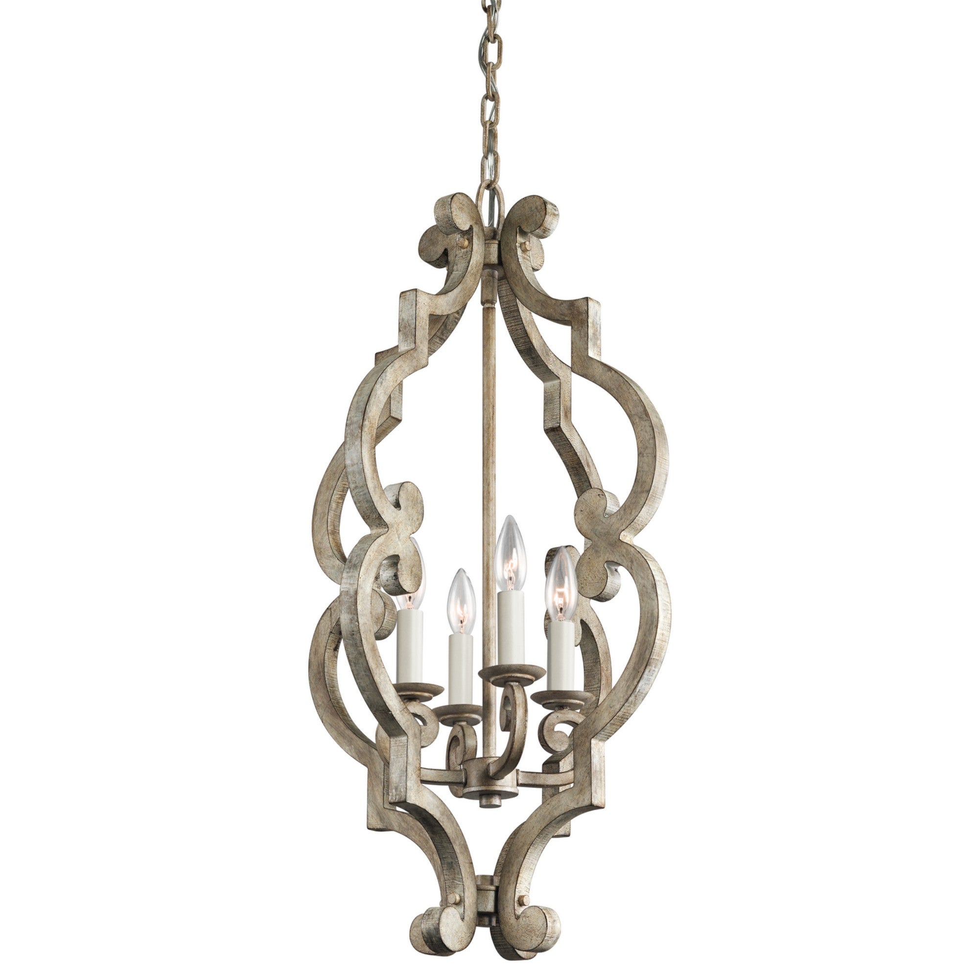 Hayman Bay 16" 4-Light Pendant, Distressed Antique White Finish - Bees Lighting