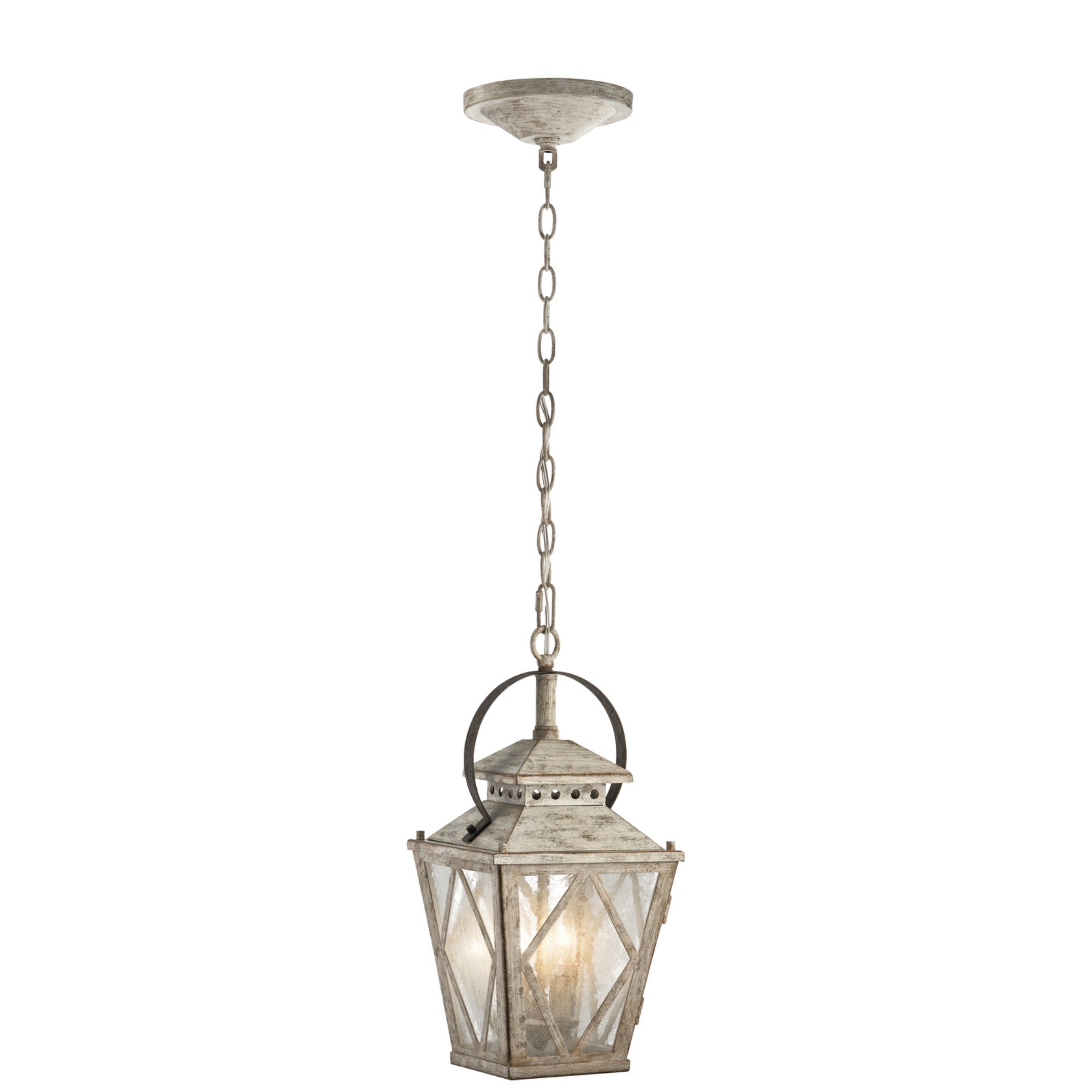 Hayman Bay 9" 2-Light Pendant Light with Clear seeded glass, Distressed antique white Finish - Bees Lighting