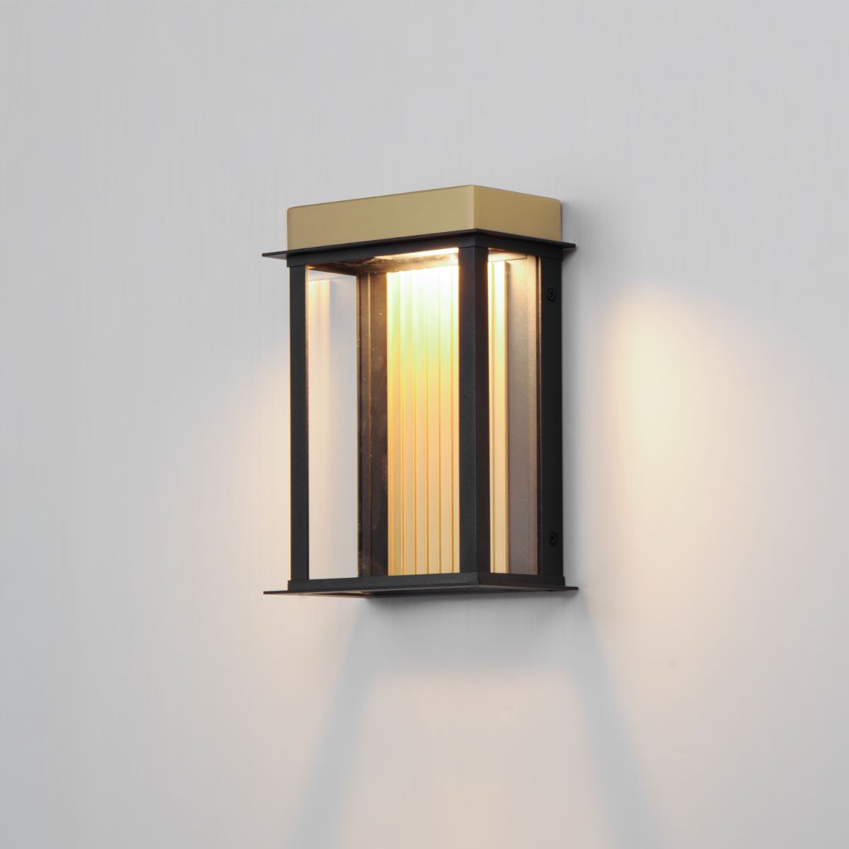 Rincon 10 in. LED Outdoor Wall Sconce Black and Gold Finish - Bees Lighting