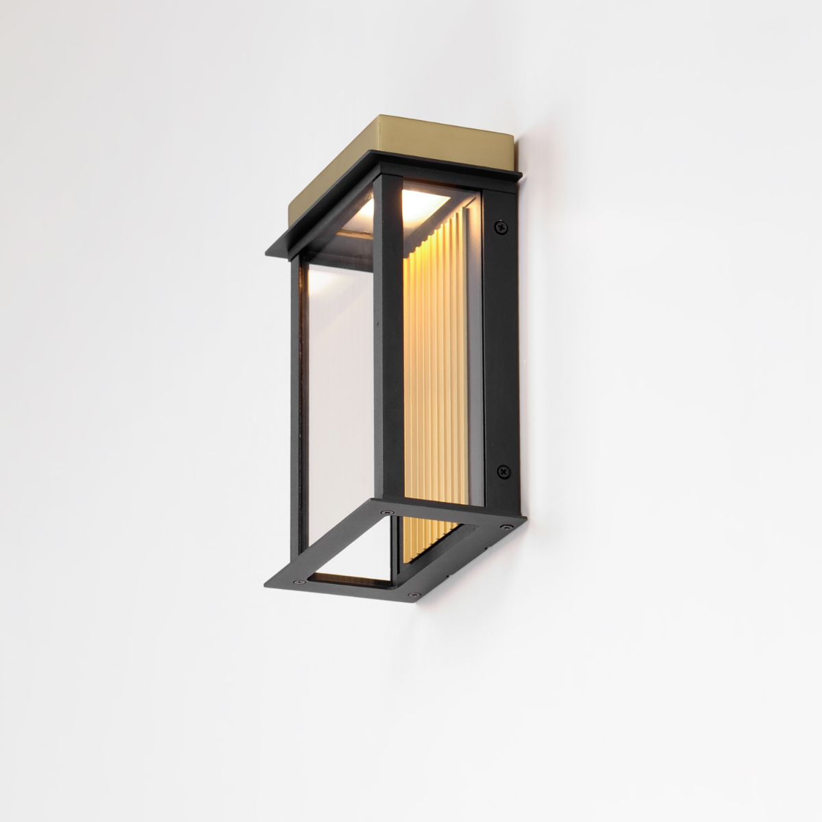 Rincon 10 in. LED Outdoor Wall Sconce Black and Gold Finish - Bees Lighting