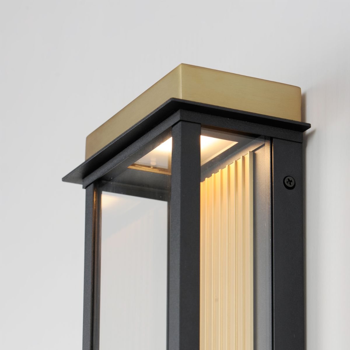 Rincon 16 in. LED Outdoor Wall Sconce Black and Gold Finish - Bees Lighting