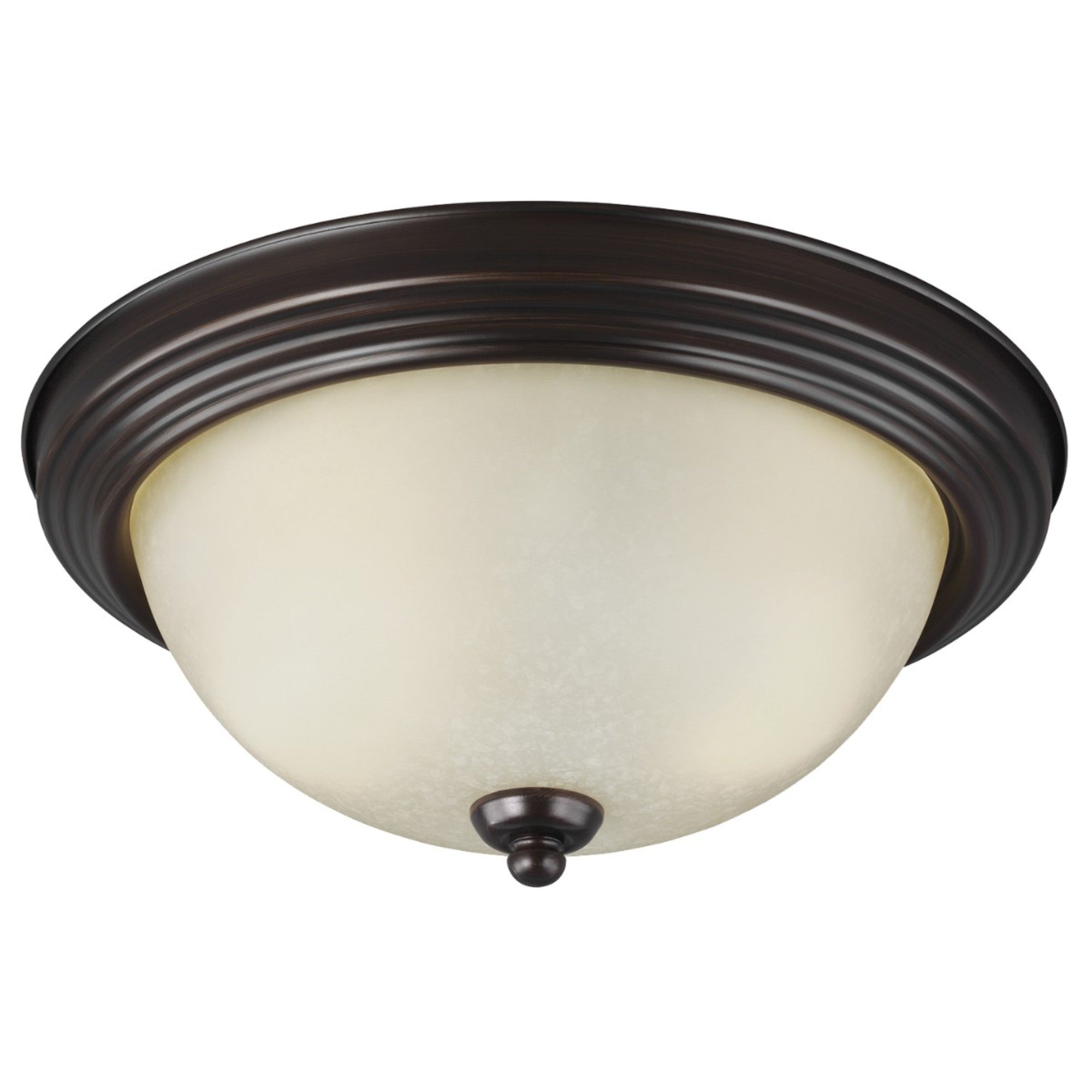 Geary 13" 2-Light Flush Mount, Bronze Finish with Amber Scavo Glass - Bees Lighting