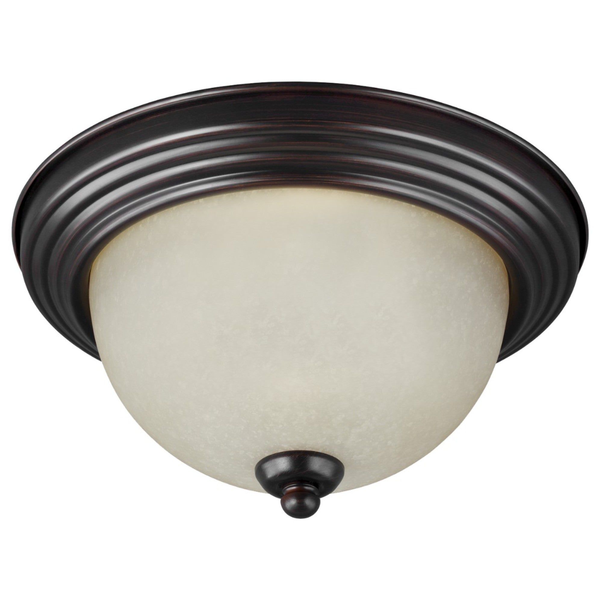 Geary 15" 3-Light Flush Mount, Bronze Finish with Amber Scavo Glass - Bees Lighting