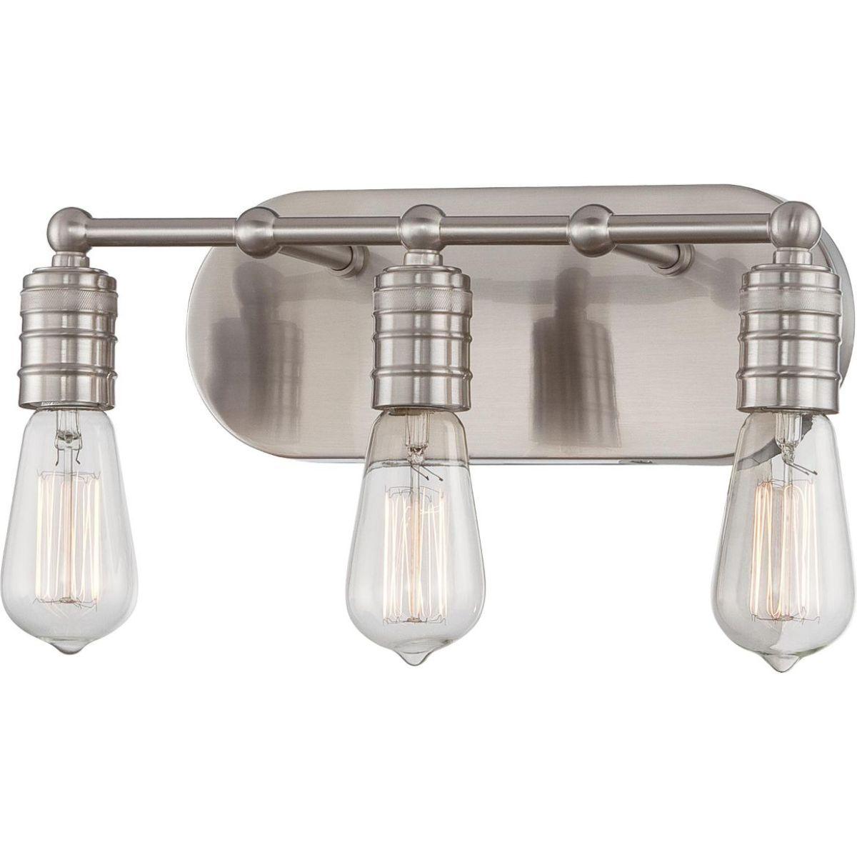 Downtown Edison 15 in. 3 Lights Vanity Light Brushed Nickel finish - Bees Lighting
