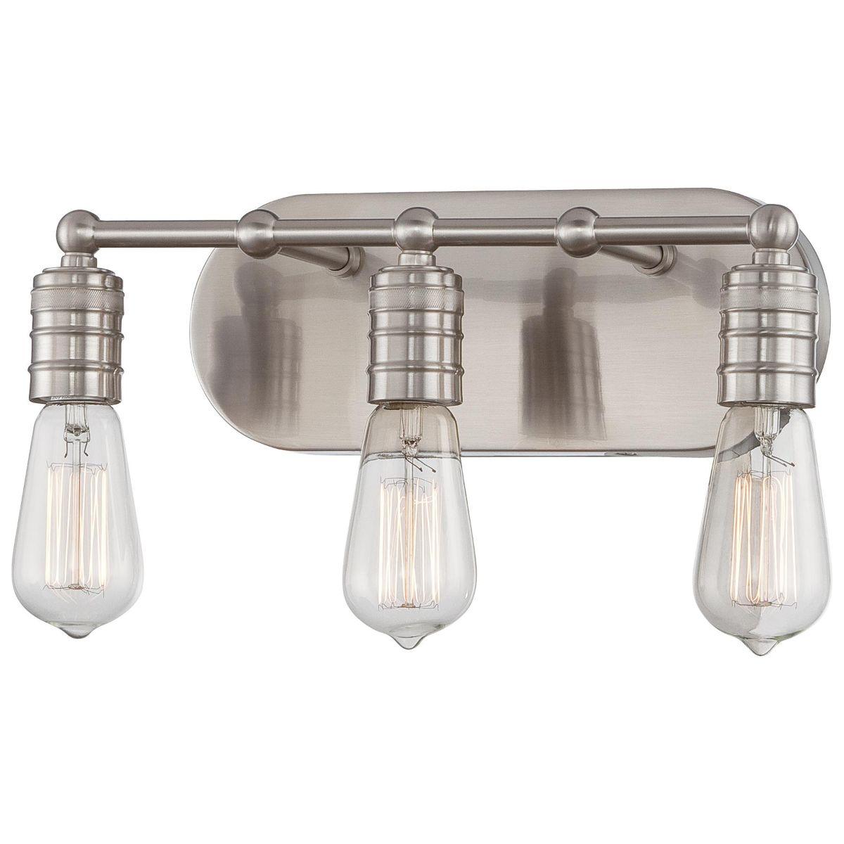 Downtown Edison 15 in. 3 Lights Vanity Light Brushed Nickel finish - Bees Lighting