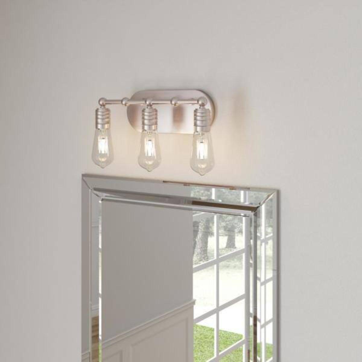 Downtown Edison 15 in. 3 Lights Vanity Light Brushed Nickel finish - Bees Lighting