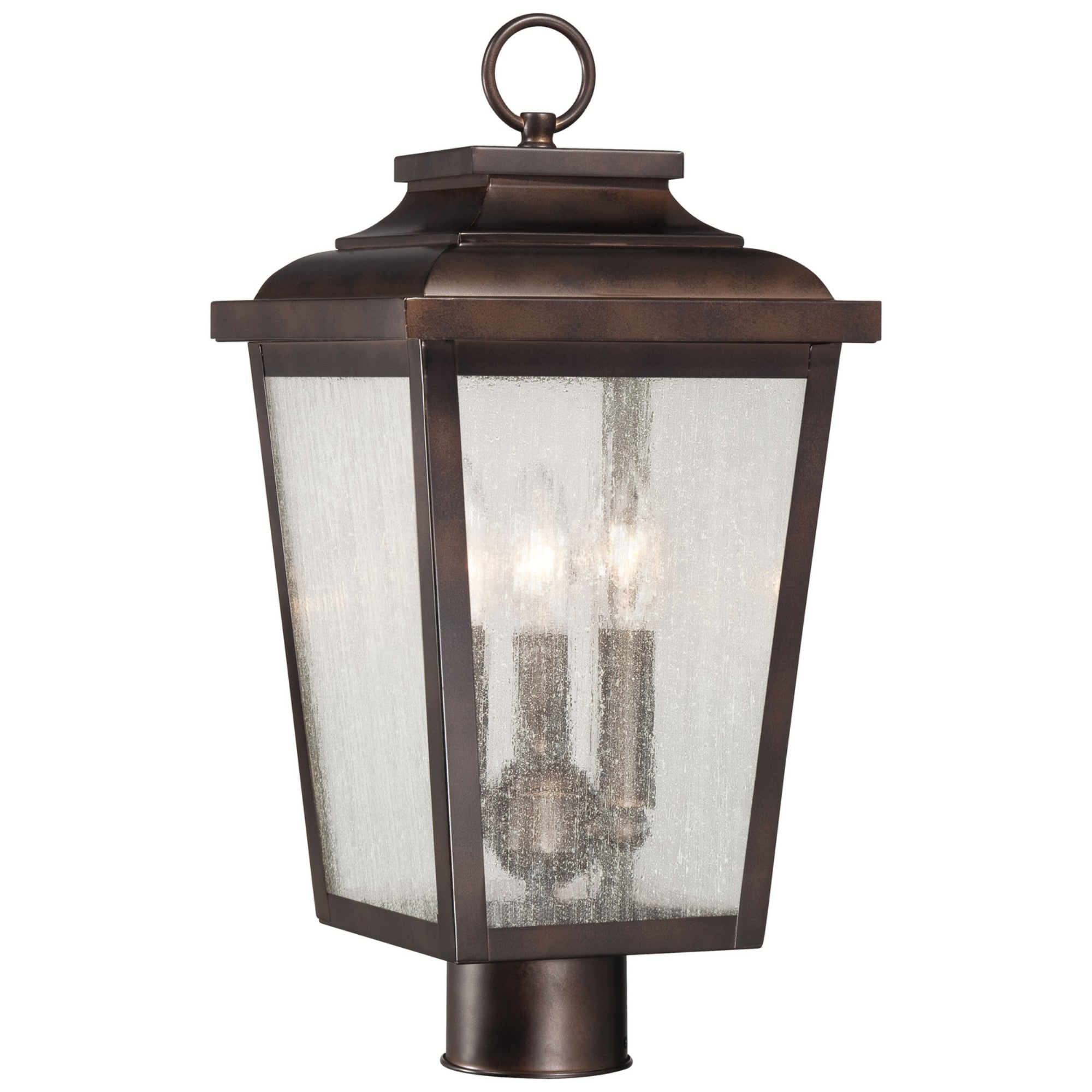 Irvington Manor 18" 3-Light Outdoor Post Mount with Clear Seeded Glass, Chelesa Bronze Finish - Bees Lighting