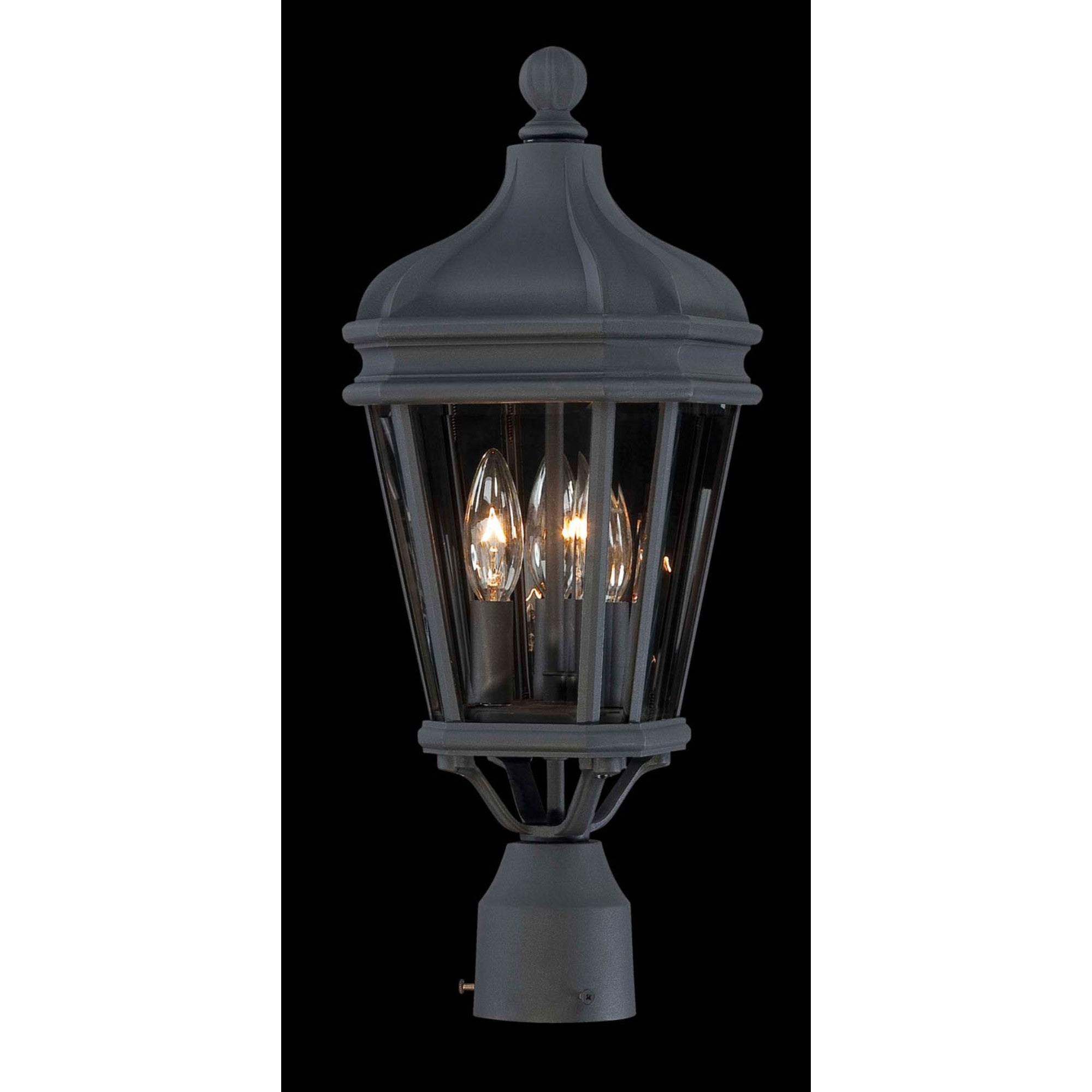 Harrison 20" 3-Light Outdoor Post Mount, Coal Finish - Bees Lighting