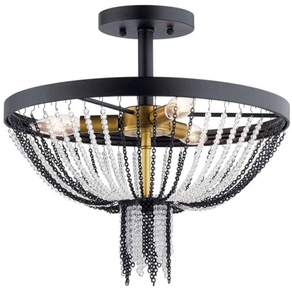 Alexia 16 in. 3 Lights Semi Flush Mount Light Black finish
