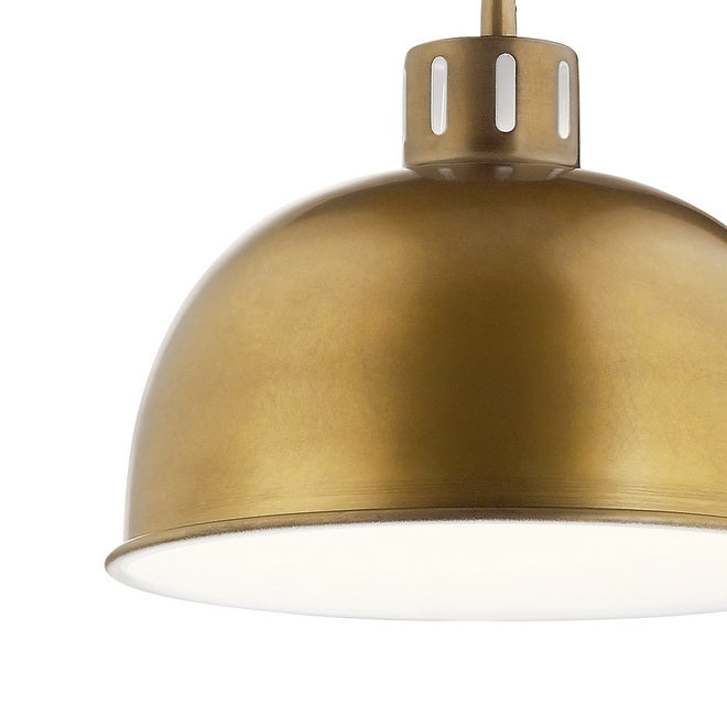 Zailey 11 in. Dome Pendant Light Natural Brass Finish - Bees Lighting