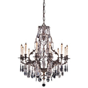 Crystal 33" 12-Light Chandelier, Oxidized Brass Finish - Bees Lighting