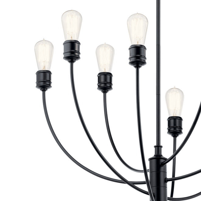 Hatton 30 In. 8 Lights Chandelier Black Finish - Bees Lighting