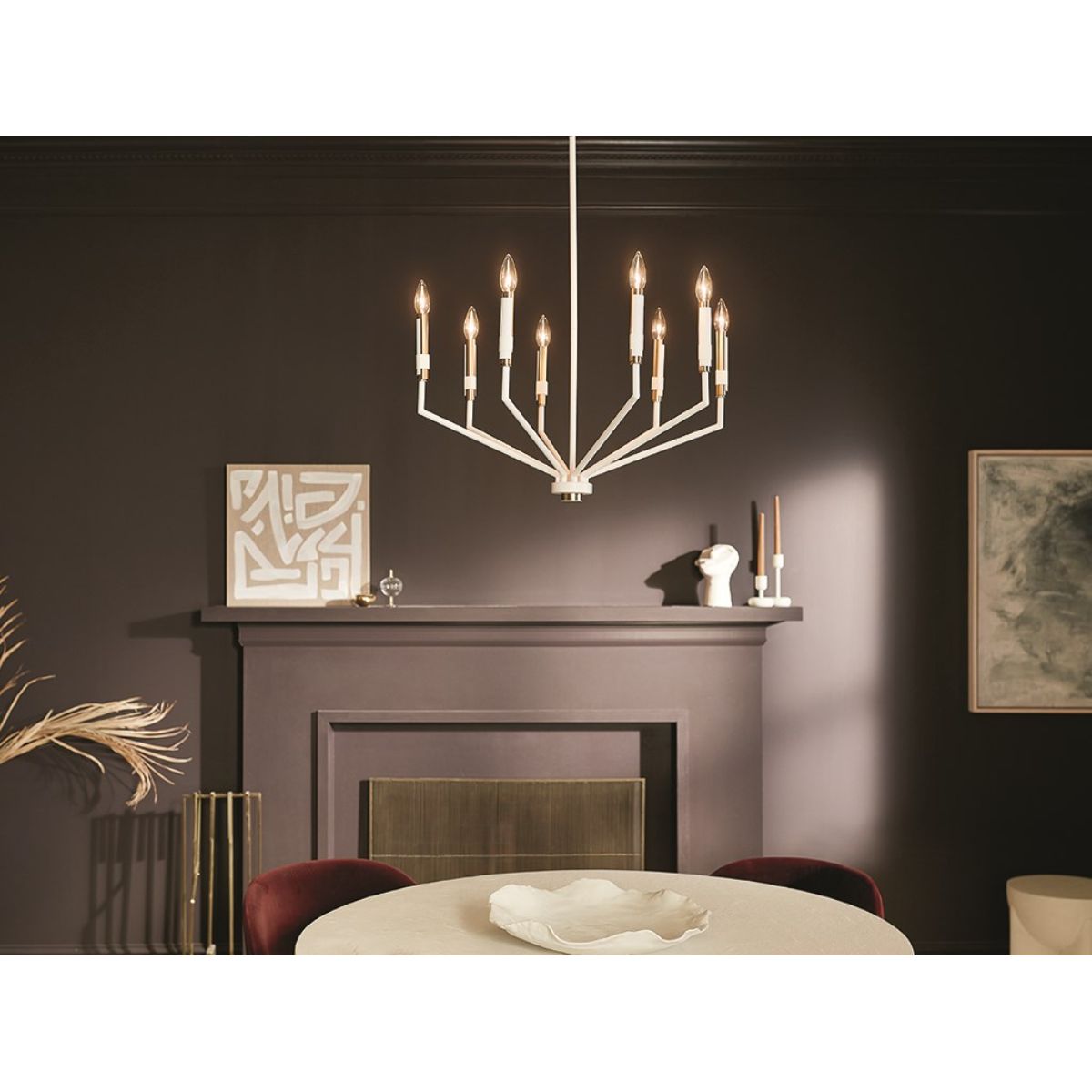 Armand 26 in. 8 Lights Chandelier White finish - Bees Lighting