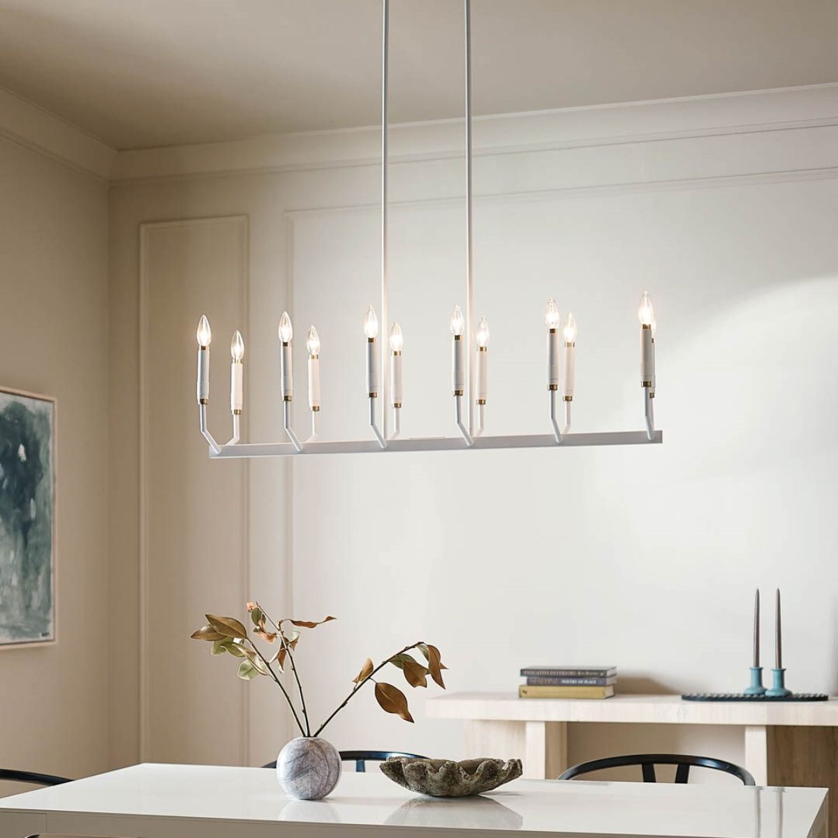 Armand 42 in. 12 Lights Chandelier White finish - Bees Lighting