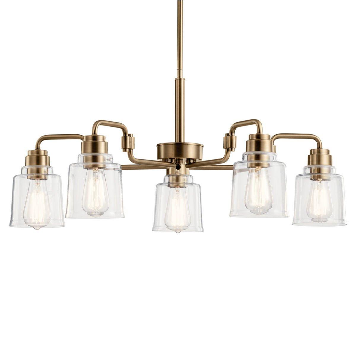 Avian 30 in. 5 Lights Chandelier Brass Finish