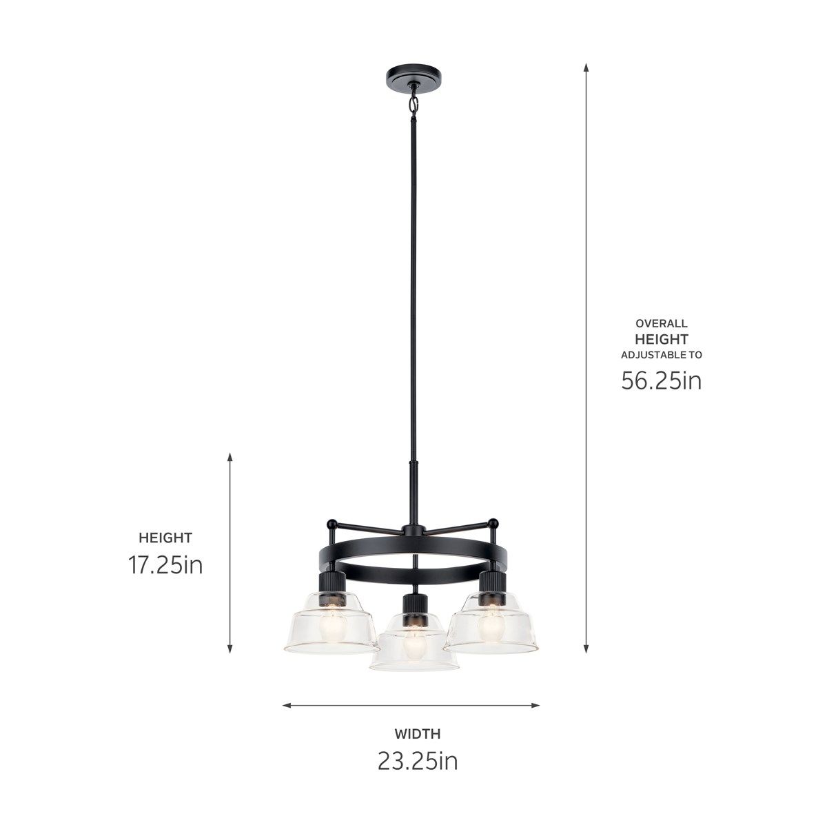 Eastmont 23 in. 3 Lights Chandelier Black finish - Bees Lighting