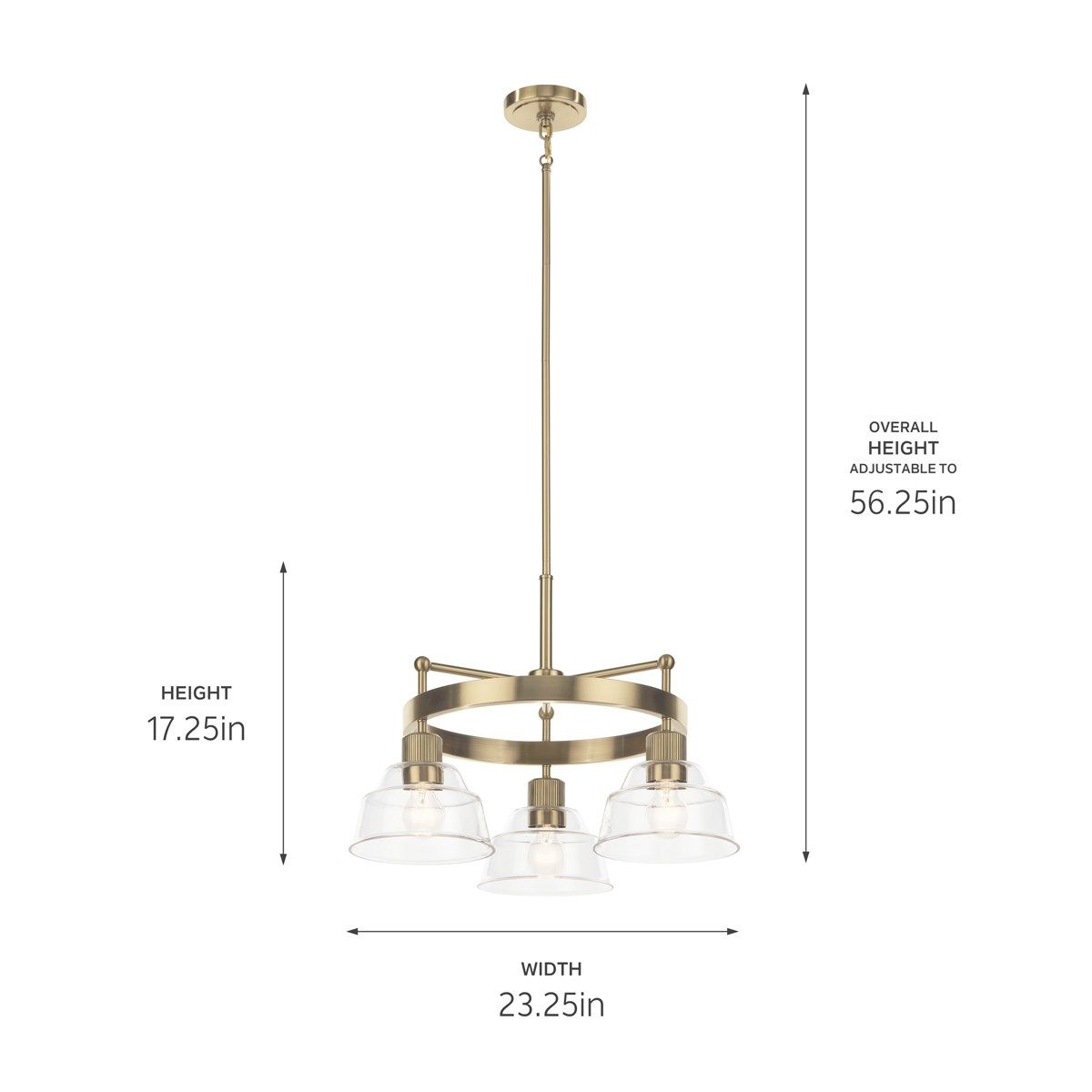 Eastmont 23 in. 3 Lights Chandelier Brushed Brass finish - Bees Lighting