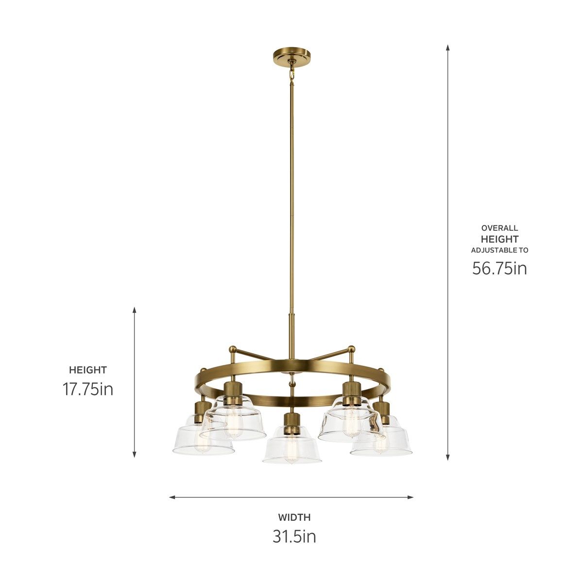 Eastmont 32 in. 5 Lights Chandelier Brushed Brass finish - Bees Lighting