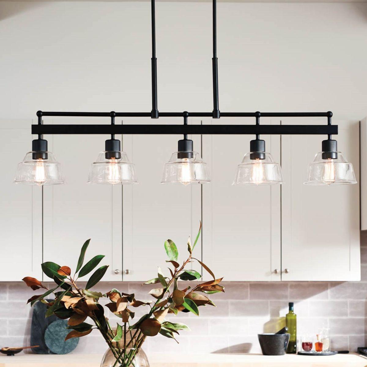 Eastmont 50 in. 5 Lights Chandelier Black finish - Bees Lighting