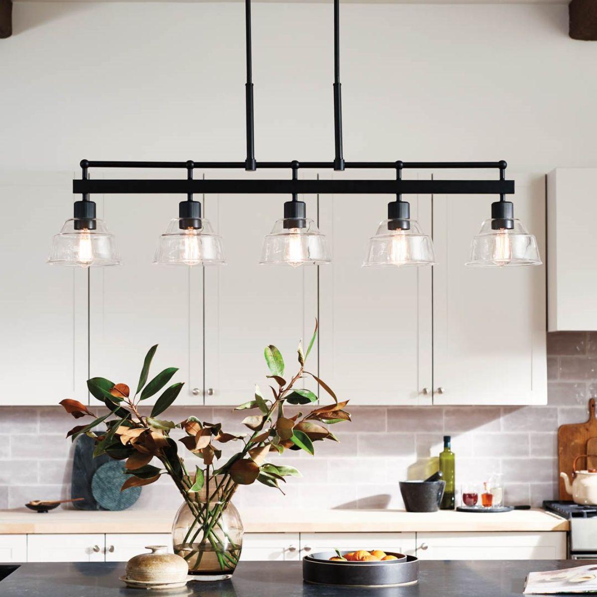 Eastmont 50 in. 5 Lights Chandelier Black finish - Bees Lighting