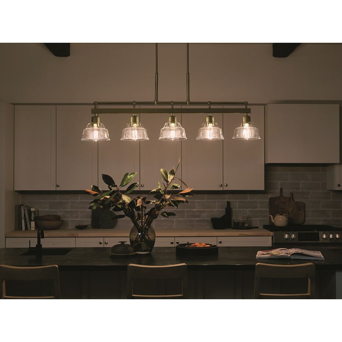 Eastmont 50 in. 5 Lights Linear Chandelier Brushed Brass finish - Bees Lighting