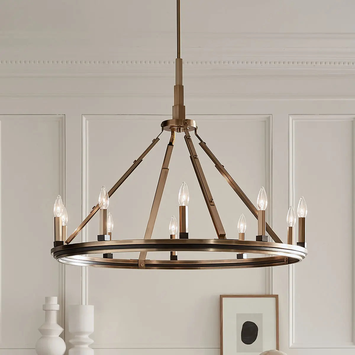 Emmala 34 in. 10 Lights Chandelier Brass Finish - Bees Lighting